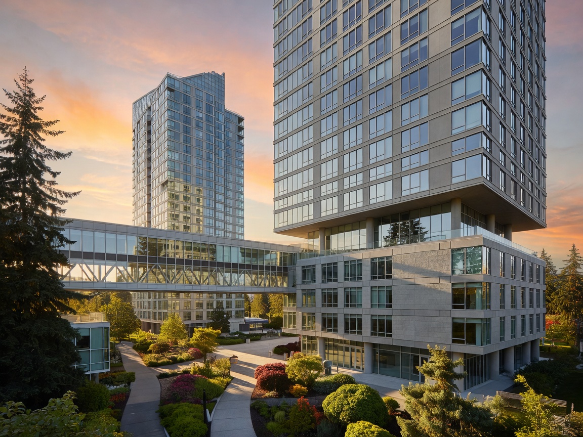 Exterior architectural view of Parq Vancouver hotel complex in British Columbia